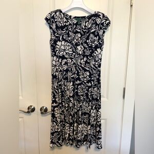 Lauren Ralph Lauren empire waist Navy and Cream Floral Maxi Dress